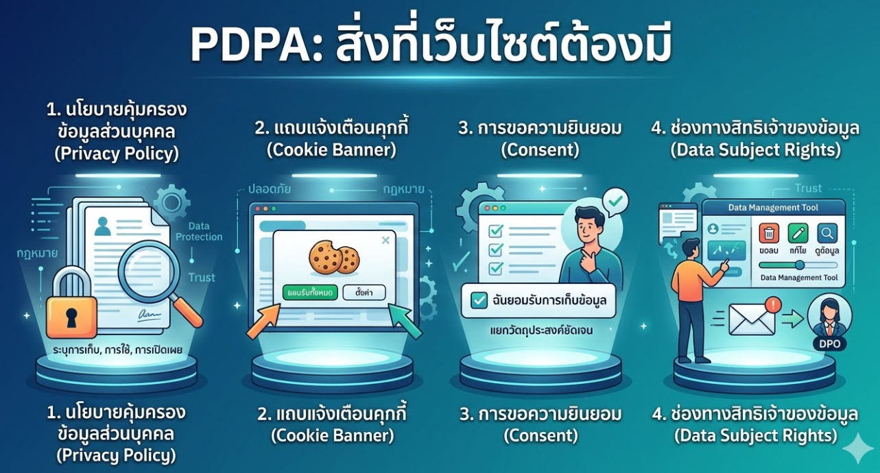 5 สิ่งที่เว็บไซต์ต้องมีตามหลัก PDPA รับทำเว็บไซต์ราคาถูก แต่คุณภาพระดับพรีเมียม