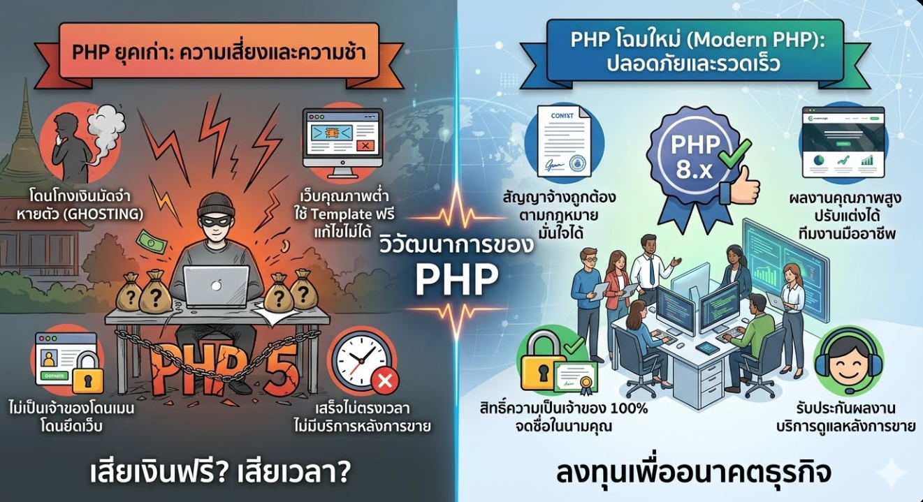 PHP: ภาษาโปรแกรมมิ่งระดับตำนาน ที่ยังคงขับเคลื่อนโลกเว็บเวิลด์วายด์เว็บ รับทำเว็บไซต์ราคาถูก แต่คุณภาพระดับพรีเมียม